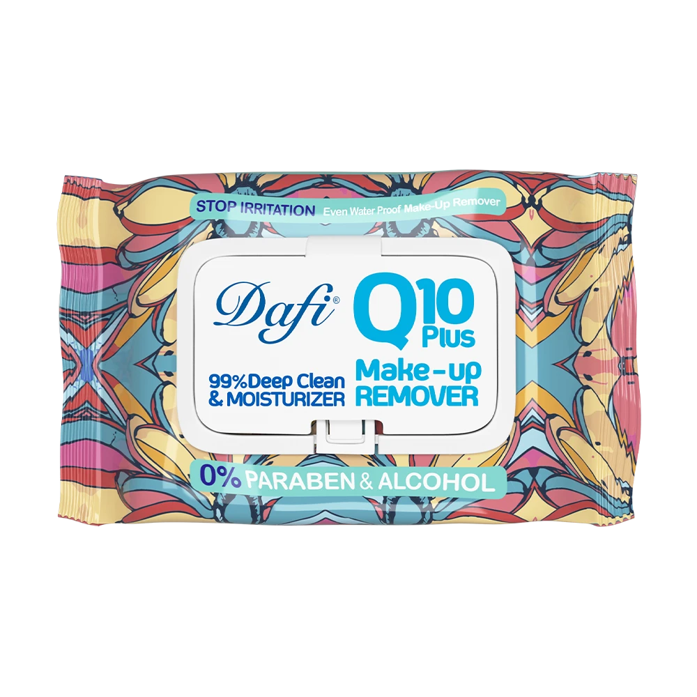 دستمال مرطوب پاک کننده آرایش دافی مدل Q10 (طرح گل ۳) ۵۰ عددی